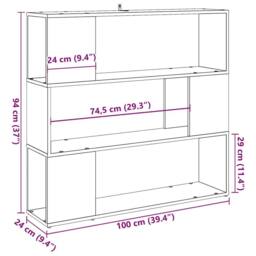 Berkfield Home Elegant Book Cabinet/Room Divider Artisan Oak 100x24x94 cm in Brown - Size: 100 x 24 x 94 cm - thumbnail 9