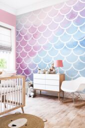 Origin Murals Watercolour Mermaid Scales Wall Mural - Size: W350 cm x H280 cm - thumbnail 3