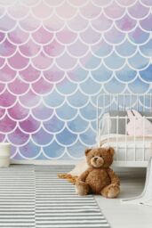 Origin Murals Watercolour Mermaid Scales Wall Mural - Size: W350 cm x H280 cm - thumbnail 5