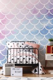Origin Murals Watercolour Mermaid Scales Wall Mural - Size: W350 cm x H280 cm - thumbnail 4