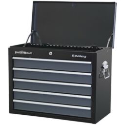 Loops 600 x 305 x 470mm BLACK 5 Drawer Topchest Tool Chest Lockable Storage Cabinet - thumbnail 4