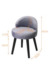 Living and Home Grey Velvet Low Back Dressing Footstool with Wood Legs - thumbnail 6