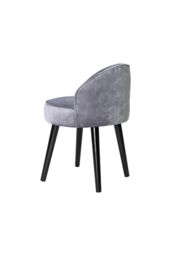 Living and Home Grey Velvet Low Back Dressing Footstool with Wood Legs - thumbnail 4