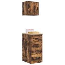 Berkfield Home Garage Cabinets 2 pcs Smoked Oak Engineered Wood in Brown - thumbnail 4