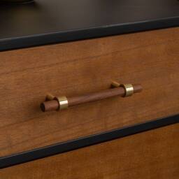 Melody Maison Mid-Century Modern Wood & Black 2 Drawer Bedside - Industrial Range - thumbnail 6