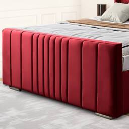 UK Bed Furniture Balmoral Wingback Upholstered Bed with 48 Inch Headboard Slatted Base in Maroon - Size: Small Double - thumbnail 3