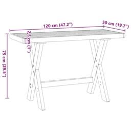 Berkfield Home Decorative Desk NOAIN X-Shaped Legs 120x50x75 cm Solid Wood Pine in Brown - Size: 120 x 50 x 75 cm - thumbnail 9