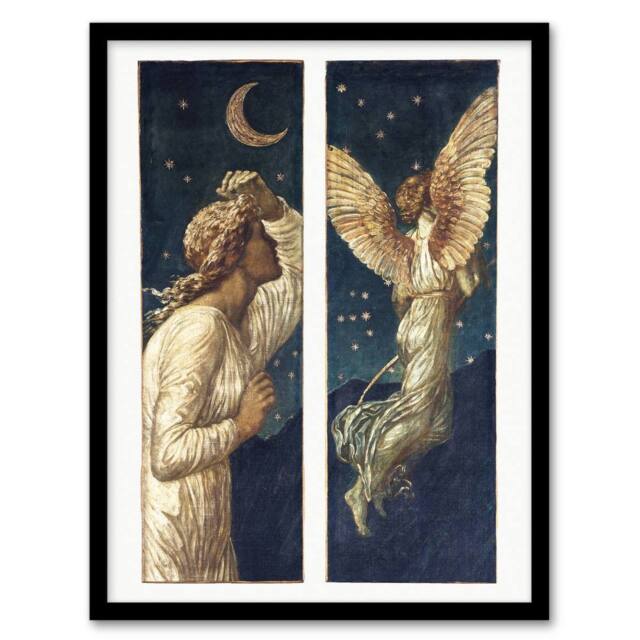 "Artery8 Cupid Flying Away From Psyche Vintage Framed Wall Art Print Jones in Blue - Size: W12"" x H16""" - image 1