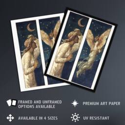 "Artery8 Cupid Flying Away From Psyche Vintage Framed Wall Art Print Jones in Blue - Size: W12"" x H16""" - thumbnail 2