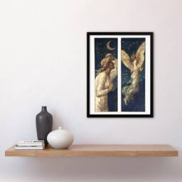 "Artery8 Cupid Flying Away From Psyche Vintage Framed Wall Art Print Jones in Blue - Size: W12"" x H16""" - thumbnail 4