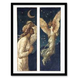 "Artery8 Cupid Flying Away From Psyche Vintage Framed Wall Art Print Jones in Blue - Size: W12"" x H16""" - thumbnail 1
