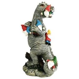 Leaper Garden Gnomes Statue Dinosaur Eating Statue in Grey - Size: Small - thumbnail 3