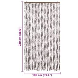 Berkfield Home Insect Curtain Taupe & White 100x220 cm Chenille - thumbnail 7