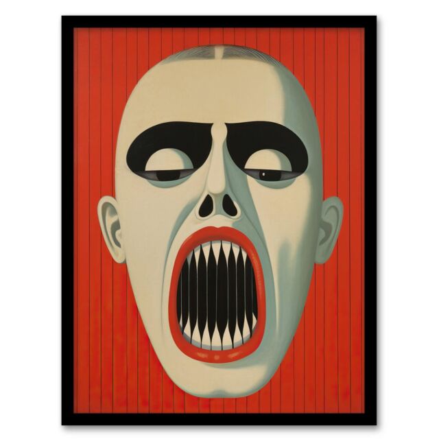 "Wee Blue Coo Wall Art Print Nightmare Gothic Horror Red Monochrome Living Room Framed - Size: W12"" x H16""" - image 1