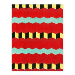 Artery8 Furuya Korin Framed Wall Art Print Shima Zigzag Textile Patterns in Red - Size: A4 - thumbnail 3