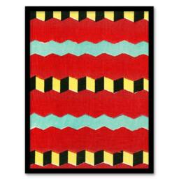 Artery8 Furuya Korin Framed Wall Art Print Shima Zigzag Textile Patterns in Red - Size: A4 - thumbnail 1