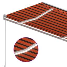Berkfield Home Manual Retractable Awning with LED 300x250 cm Orange & Brown - thumbnail 5