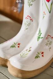 Dibor Large Flowers Indoor Outdoor Welly Boots Planter H29.5 x W24cm in White - thumbnail 2