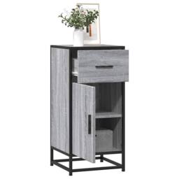 Berkfield Home Sideboard Grey Sonoma 35.5x35x76 cm Engineered Wood & Metal - thumbnail 2
