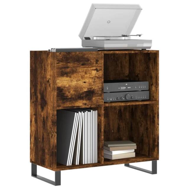 Berkfield Home Record Cabinet Smoked Oak 84.5x38x89 cm Engineered Wood in Brown - image 1