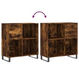 Berkfield Home Record Cabinet Smoked Oak 84.5x38x89 cm Engineered Wood in Brown - thumbnail 7