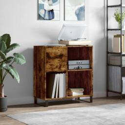 Berkfield Home Record Cabinet Smoked Oak 84.5x38x89 cm Engineered Wood in Brown - thumbnail 2