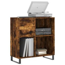 Berkfield Home Record Cabinet Smoked Oak 84.5x38x89 cm Engineered Wood in Brown - thumbnail 1