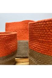 KDMD Set of 3 Orange Cotton Rope Storage Baskets for Laundry & Toys - thumbnail 3