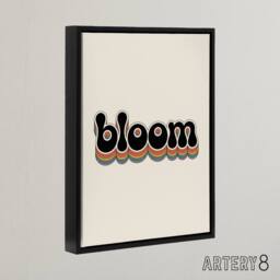 "Artery8 Bloom Vibrant Retro Rainbow Font Typography Framed Canvas Art Print in Beige - Size: W12"" x H16""" - thumbnail 2
