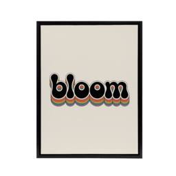 "Artery8 Bloom Vibrant Retro Rainbow Font Typography Framed Canvas Art Print in Beige - Size: W12"" x H16""" - thumbnail 1
