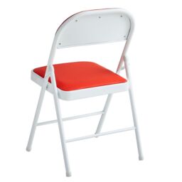 MCC Direct Set of 2 Folding Dining Chairs Metal Frame Padded Seats in Red - thumbnail 4