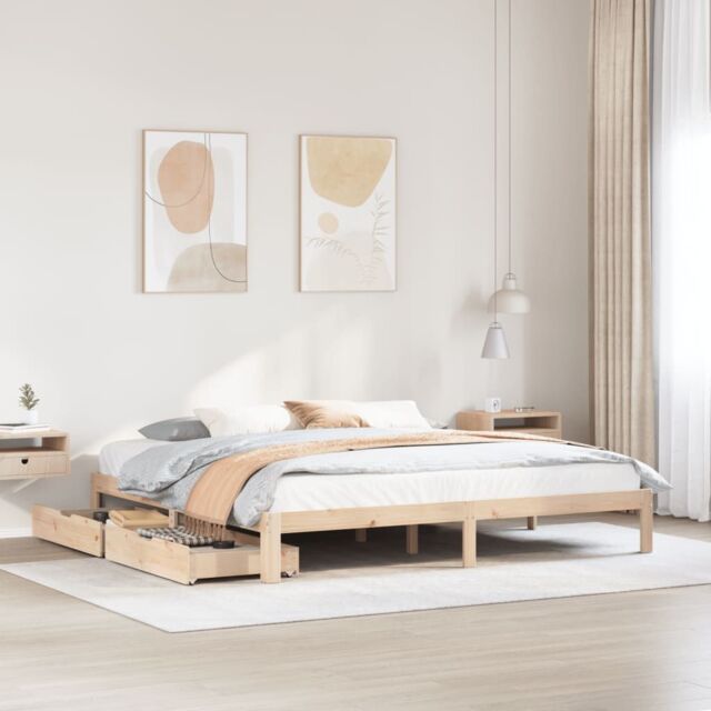 Berkfield Home Bed Frame with Drawers without Mattress 200x200 cm in Brown - image 1