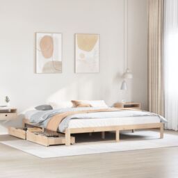 Berkfield Home Bed Frame with Drawers without Mattress 200x200 cm in Brown - thumbnail 1