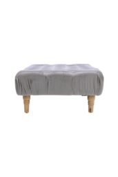 Light Grey Rectangular Button-tufted Velvet Footstool - thumbnail 3