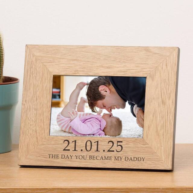 Uniqueful Personalised The Day You Became My Daddy Wood Picture Frame 6x4 in Brown - Size: 1 Pack - image 1