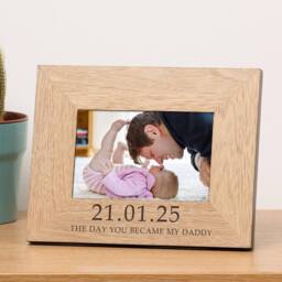 Uniqueful Personalised The Day You Became My Daddy Wood Picture Frame 6x4 in Brown - Size: 1 Pack - thumbnail 1