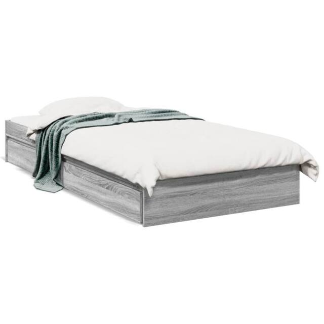 Berkfield Home Bed Frame with Drawers without Mattress Grey Sonoma 90x200 cm - image 1