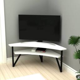 Destina Home Corner TV Stand Entertainment Center Kiberya in White - Size: 1 Pack - thumbnail 4