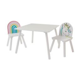 Liberty House Toys Kids Unicorn Table & Two Chairs in White - thumbnail 4