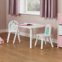 Liberty House Toys Kids Unicorn Table & Two Chairs in White - thumbnail 2
