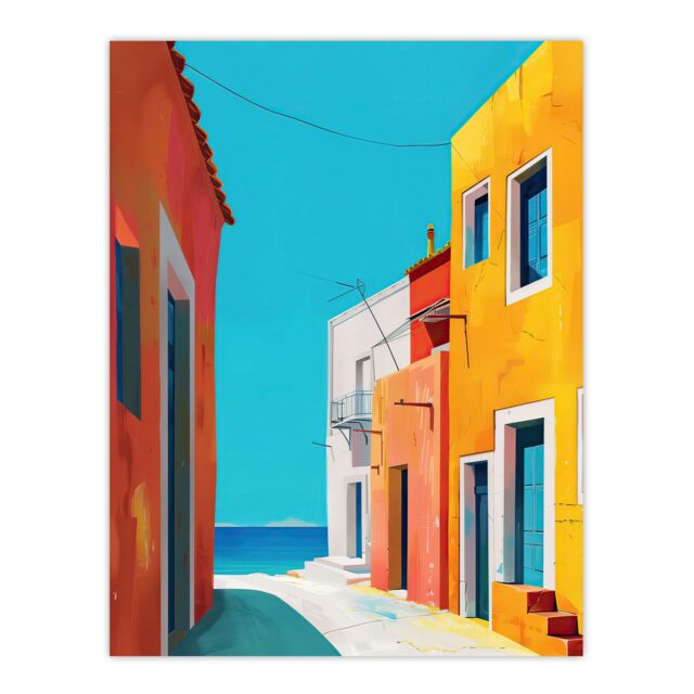"Artery8 Bright Colourful Mediterranean Italian Painting Wall Art Print - Size: W18"" x H24""" - image 1