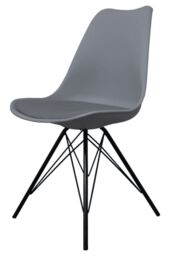 Fusion Living Set of 2 Soho Plastic Dining Chairs with Black Metal Legs in Dark Grey - thumbnail 2