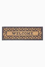 Homescapes Welcome Rubber & Coir Doormat in Black - Size: 25 cm x 75 cm - thumbnail 1