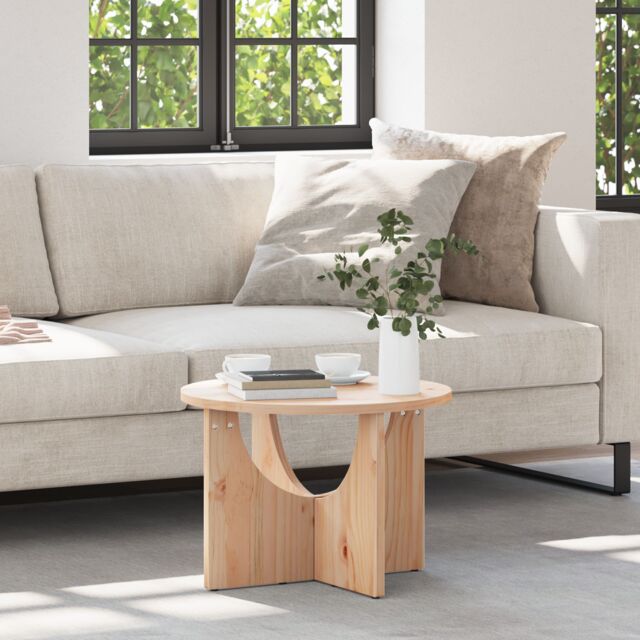 Berkfield Home Coffee Table Natural 50 x 50 x 35 cm Solid pine wood in Brown - image 1