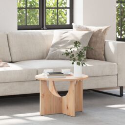 Berkfield Home Coffee Table Natural 50 x 50 x 35 cm Solid pine wood in Brown - thumbnail 1