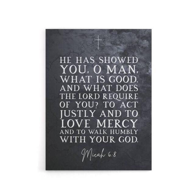 "Artery8 Micah 6 8 Love Mercy Walk Humbly Bible Quote Canvas Wall Art Print in Grey - Size: W24"" x H32""" - image 1