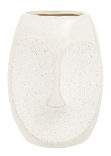Orsina Handcrafted Stoneware Face Small Vase, Modern Free Standing Vase, Contemporary Flower Vase, Stoneware Vase in White - image 1