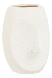 Orsina Handcrafted Stoneware Face Small Vase, Modern Free Standing Vase, Contemporary Flower Vase, Stoneware Vase in White - thumbnail 4