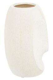 Orsina Handcrafted Stoneware Face Small Vase, Modern Free Standing Vase, Contemporary Flower Vase, Stoneware Vase in White - thumbnail 5