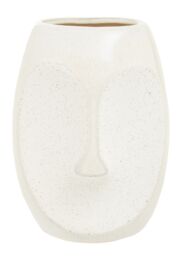 Orsina Handcrafted Stoneware Face Small Vase, Modern Free Standing Vase, Contemporary Flower Vase, Stoneware Vase in White - thumbnail 1
